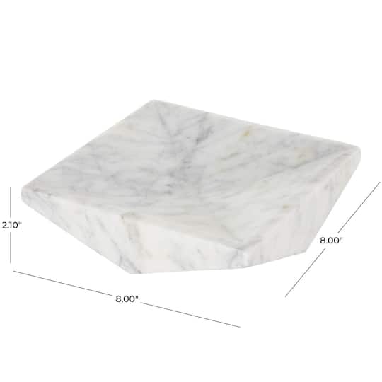 White Marble Geometric Square Tray